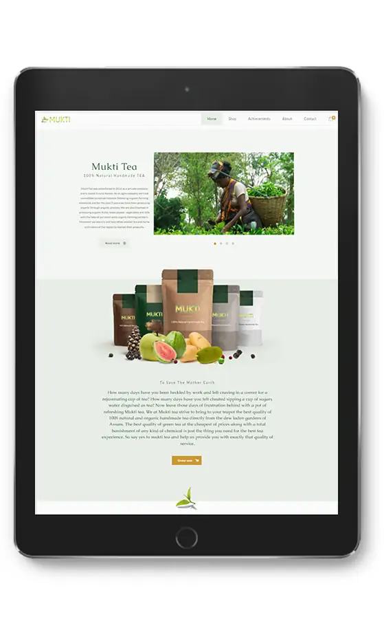 MuktiTea, Ecommerce website design by UJUDEBUG
