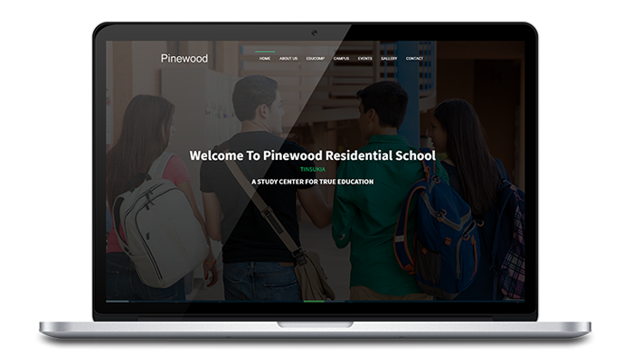 Pinewood Residential School, Tinsukia website design, development by UJUDEBUG