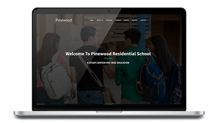 Pinewood Residential School, Tinsukia website design, development by UJUDEBUG