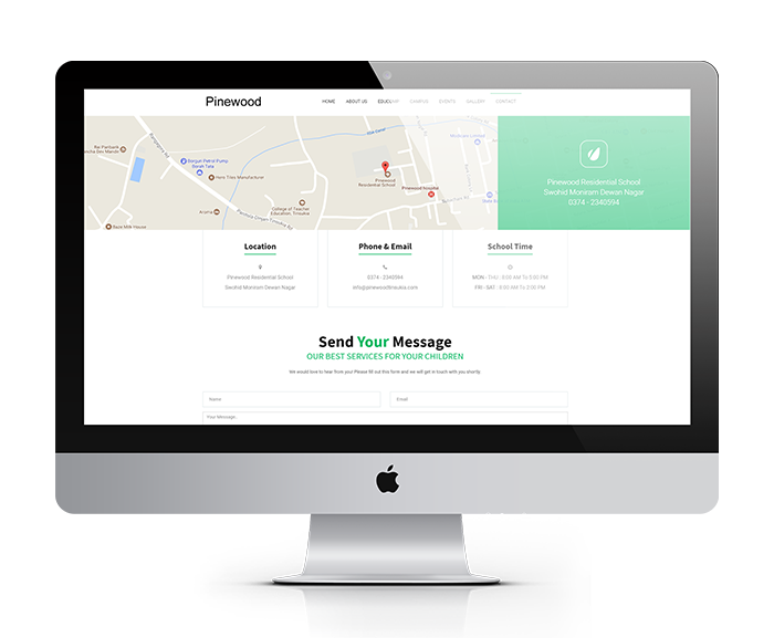 Pinewood Residential School, Tinsukia website design, development by UJUDEBUG