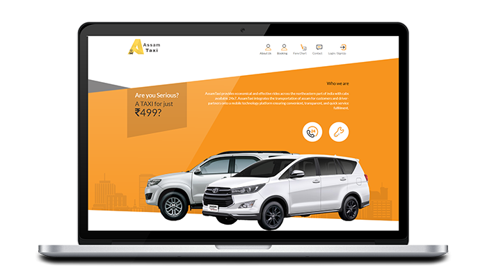 Assam Taxi website design, development by UJUDEBUG