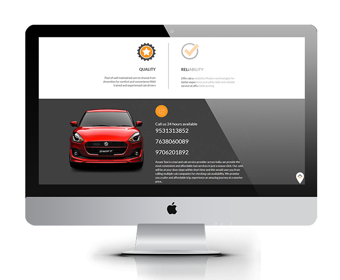 Assam Taxi website design, development by UJUDEBUG