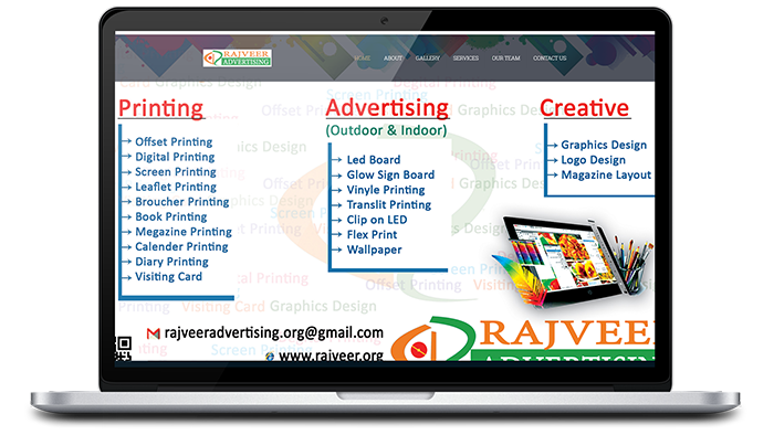 rajveer advertising website design, development by UJUDEBUG