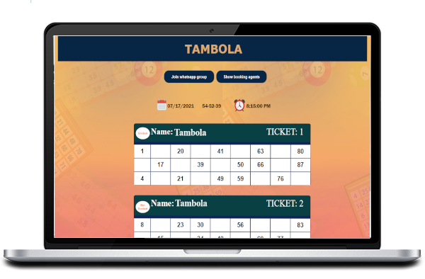 Tambola Game Website Home Page Framed