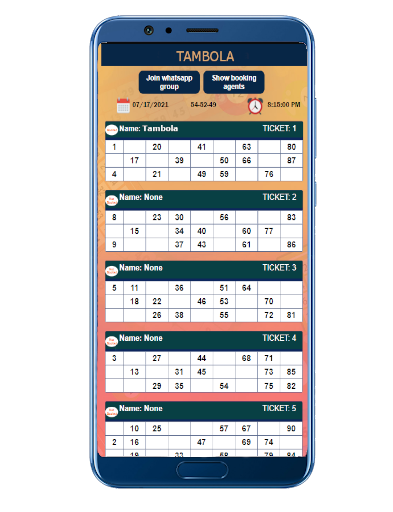 Tambola mobile UI