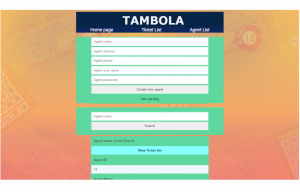 Tambola Housie Game Admin Panel Create Agents page UI