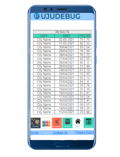 Teer Result Website Result page Mobile UI