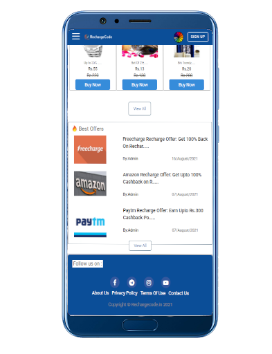 Recharge code Website Best Deals UI