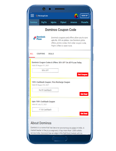 Recharge code Website Coupons UI