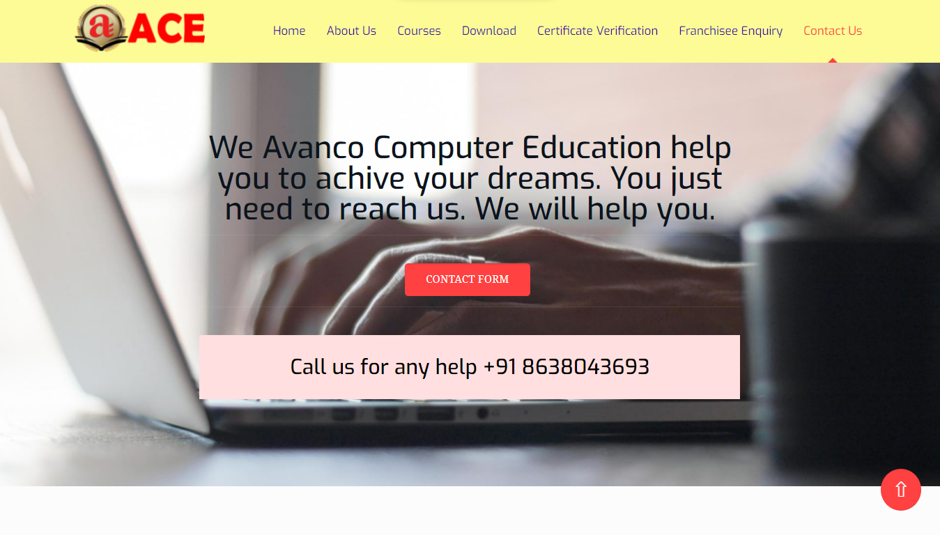 ACE Website Contact Us Page UI