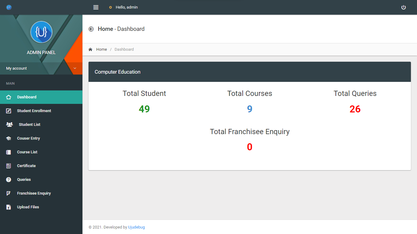 ACE Admin Panel Dashboard UI