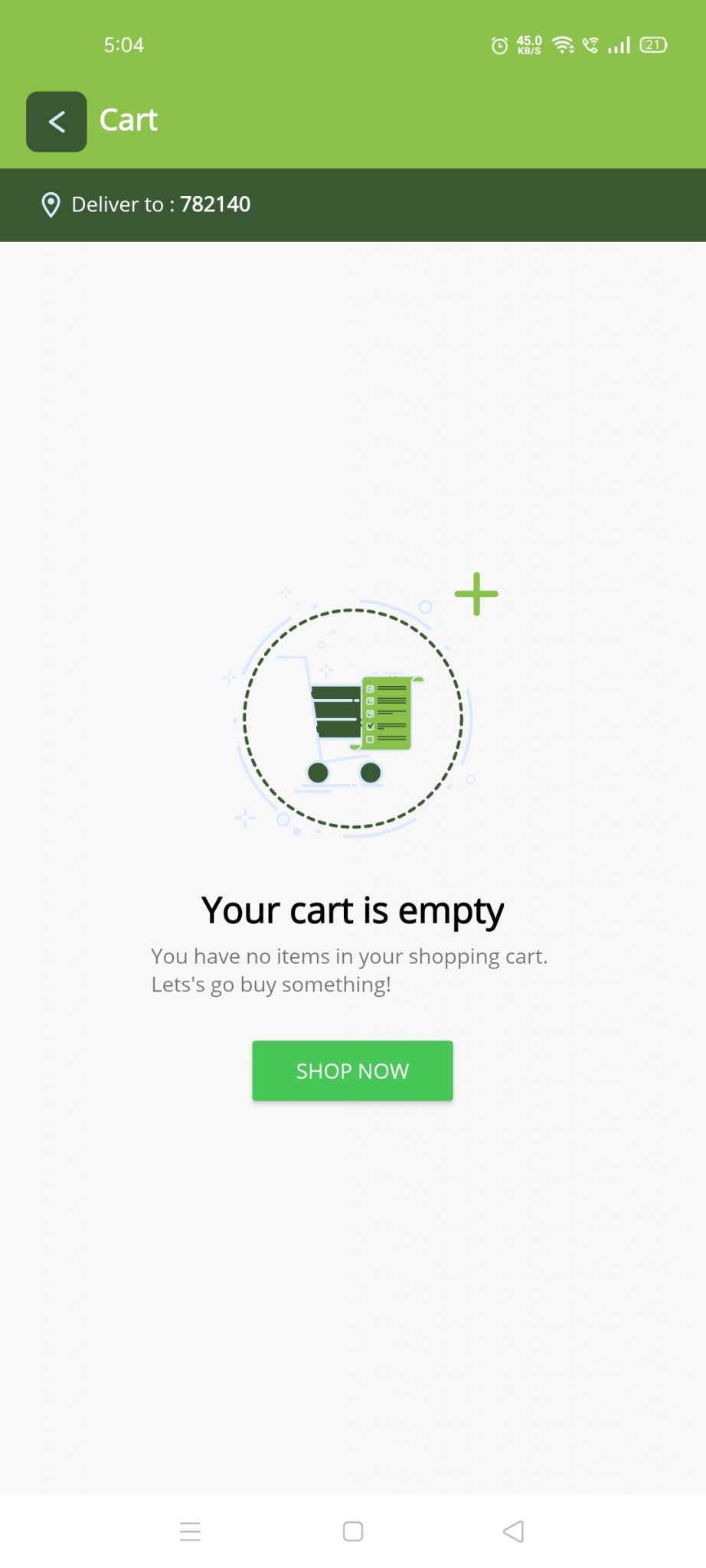 Any Mart App cart UI