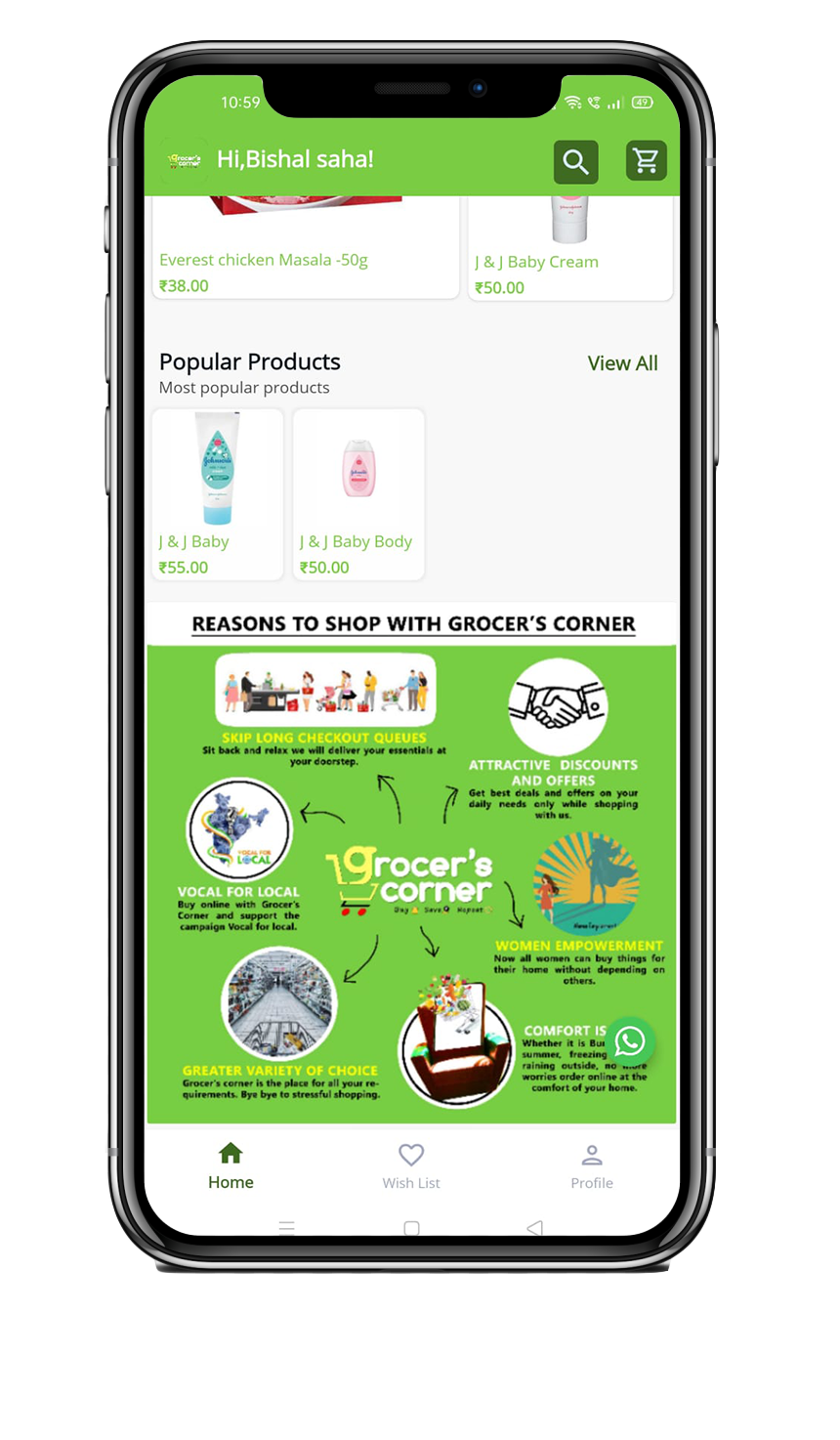 Grocers Corner App UI