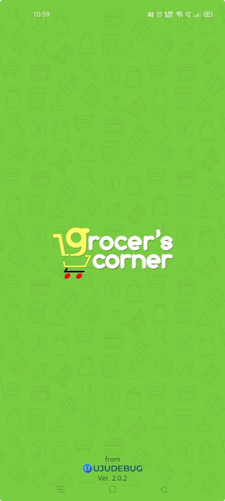 Grocers Corner App starting page UI