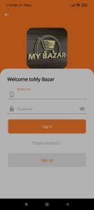 My Bazar Assam App Log in Panel UI