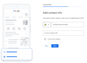 Adding contact details for Google my business