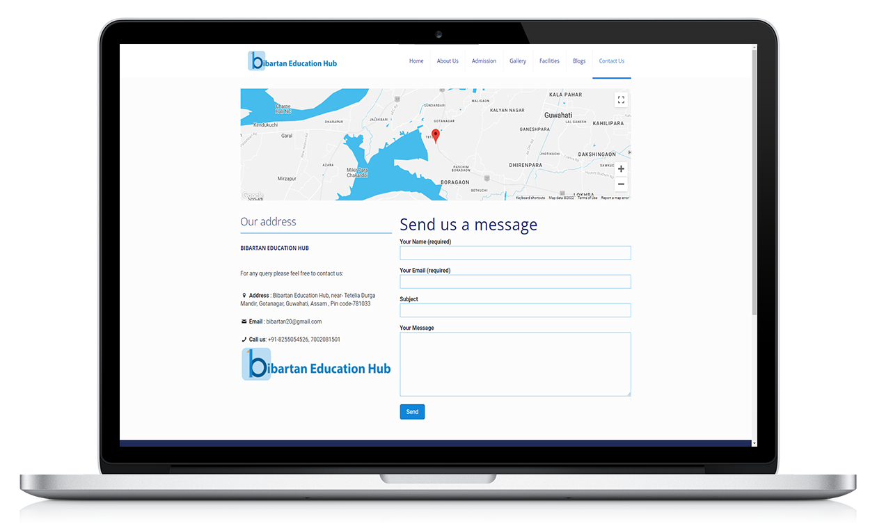 Bibartan Education Hub leptop framed website image