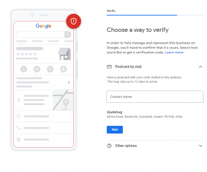 Google My Business Verification step