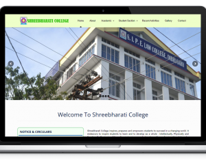 Shree Bharti College home page leptop