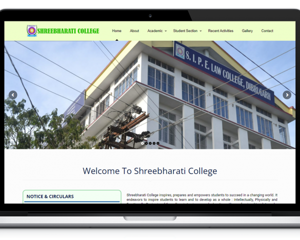Shree Bharti College home page leptop