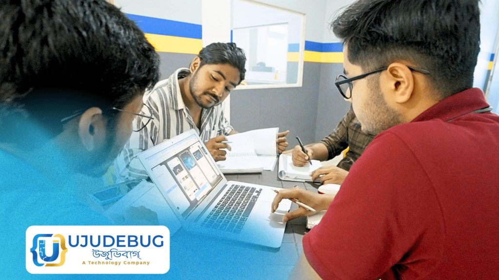 Developers at work in Ujudebug web development zone